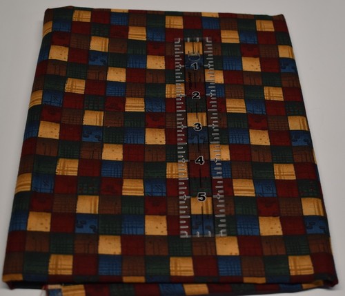 Tessuto cotone 35" x 44" CRANSTON marrone marrone marrone scuro rosso blu verde QUADRATI - Foto 2 di 5