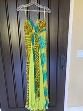 Sue Wong Silk Halter Dress Long Maxi Beaded Fancy Evening Gown Green Prom 6 4 B