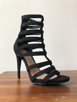 black strappy gladiator heels