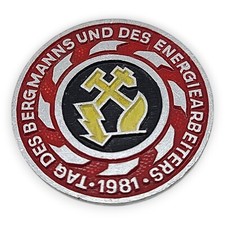 Tag des Bergmanns und des Energiearbeiters 1981 Anstecknadel Pin Abzeichen Alu