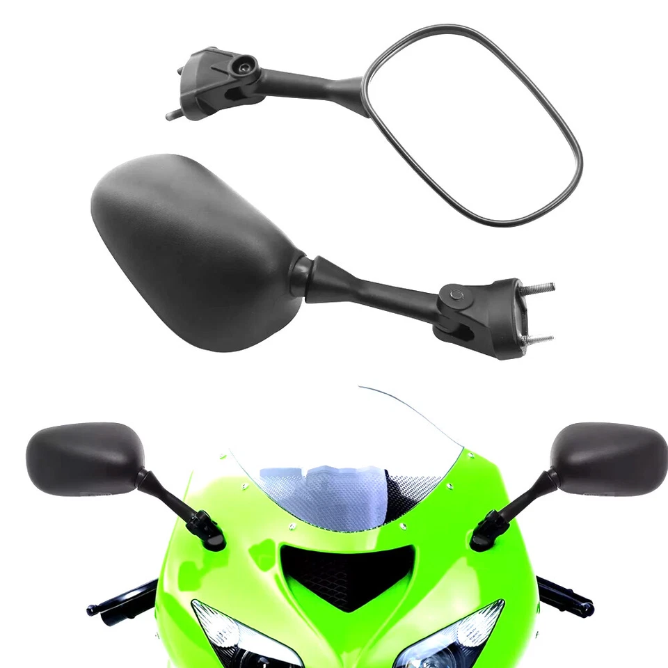 Black Rear View Side Mirrors For Kawasaki Ninja ZX10R ZX6R 2005 2006 2007 2008 - Изображение 2 из 4