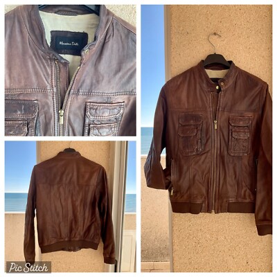 WOMENS BIKER JACKET BROWN LEATHER VINTAGE MASSIMO DUTTI ITALIAN WORN ON FILM VGC