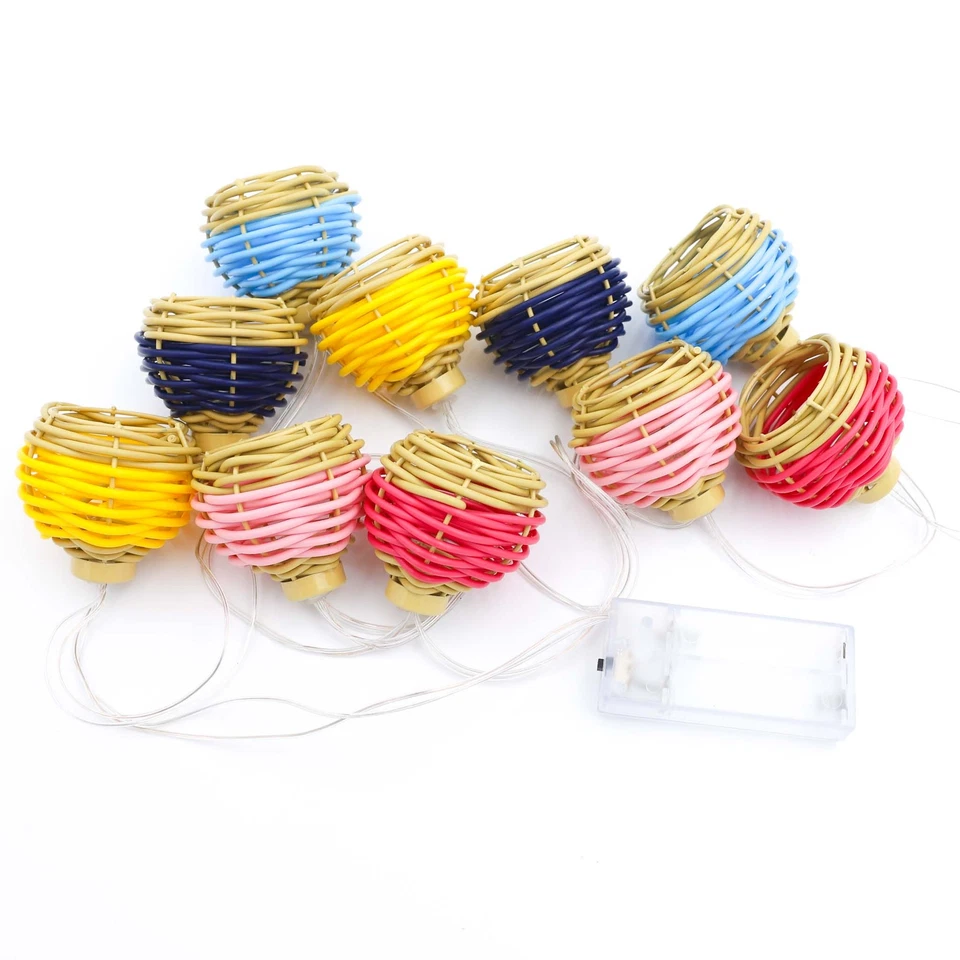 NEW - Packed Party, 6 ' String Lights, 10 Rattan Ball Heads, Multi-Color - Image 3 of 4