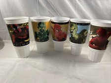 LOTE de 5 tazas Marvel de la película Spiderman Tobey Maguire 2002 Hardee's Carl's Jr