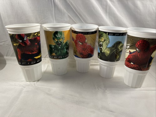 LOT of 5 Spiderman Tobey Maguire Movie 2002 Hardee's Carl's Jr Cups Marvel