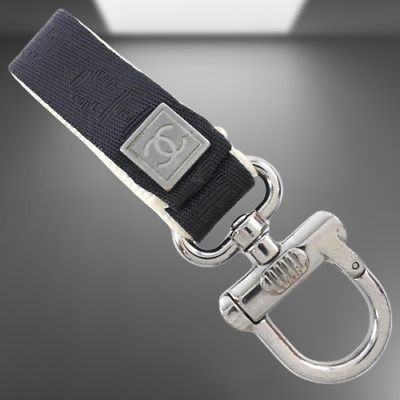 Auth Chanel Sports Line Key Holder Key Ring Black Silver Auth Chanel Sports Line Key Holder Key Ring Black Silver