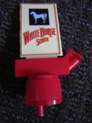 Vintage White Horse Scotch Collectible Whiskey Pourer Cap Top w/ Flap FREE SHIP 