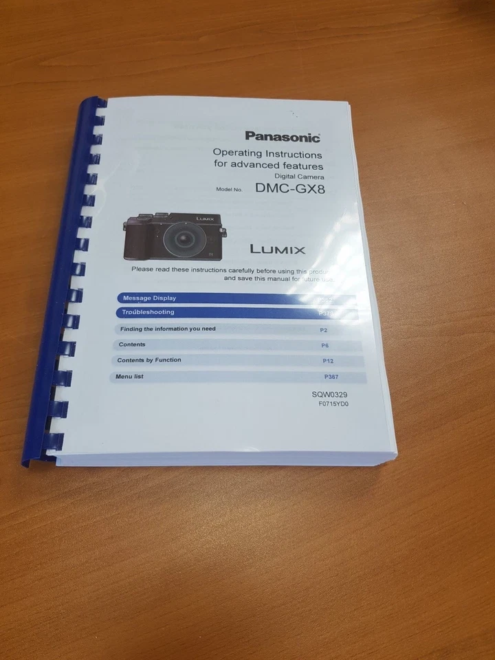 PANASONIC LUMIX DMC-GX8 MANUALE UTENTE STAMPATO 404 PAGINE A5