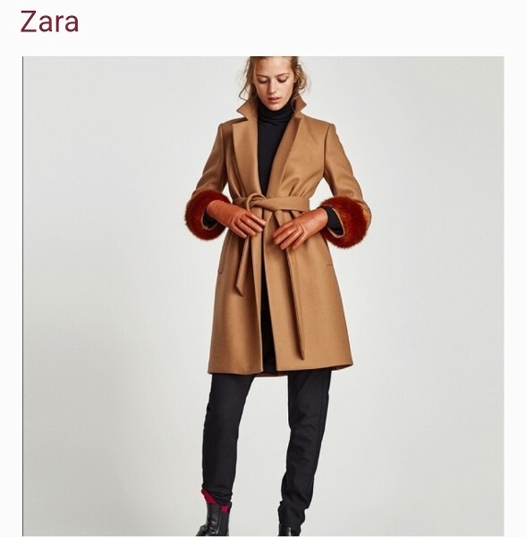 ZARA CAMEL LAPEL BELTED FAUX FUR COAT SIZE XL NWT