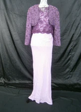 Purple Lilac Formal Jacket Dress 3 Piece Size 12 Fitted Sexy Fit & Flare Slip On