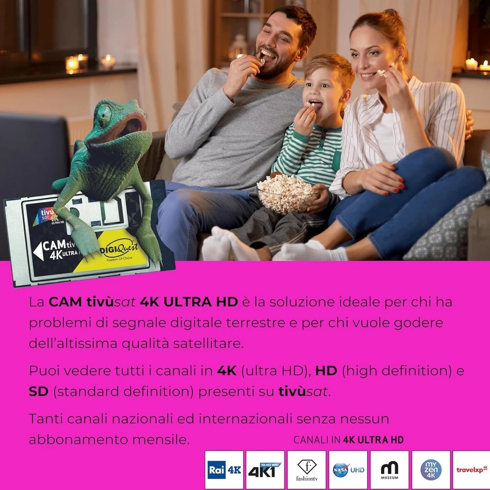 DIGIQUEST CAM Tivùsat 4K Ultra HD certificata | Accesso ai canali HD e 4K | - Immagine 4 di 4