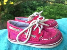 SPERRY TOP SIDER Pink Glitter SPARKLE Loafers Boat Shoes Girls Topsider Size 4 M