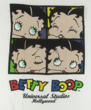 Vintage 90s Betty Boop "4 Face Panels” T Shirt Mens (L) White 1997 Made In USA