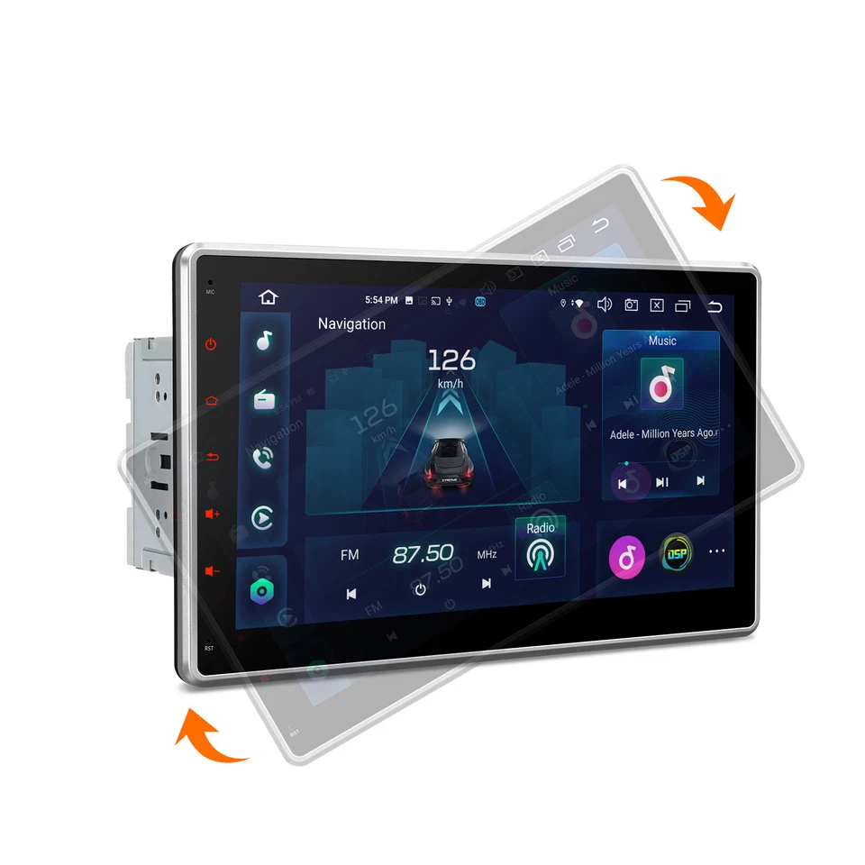 Double 2DIN Rotatable 10.1" Android 14 QLED Car Stereo Radio GPS Wifi BT 8+128G - Image 2 of 4
