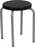 Flash Furniture Yk01b Gg Stackable Stool With Black Seat And Silver Powder... Flash Furniture Yk01b Gg Stackable Stool With Black Seat And Silver Powder...