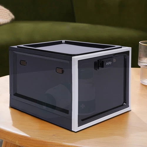 3-digit Lockable Box Medicine Lock Box for Safe Medication Storage Black & White
