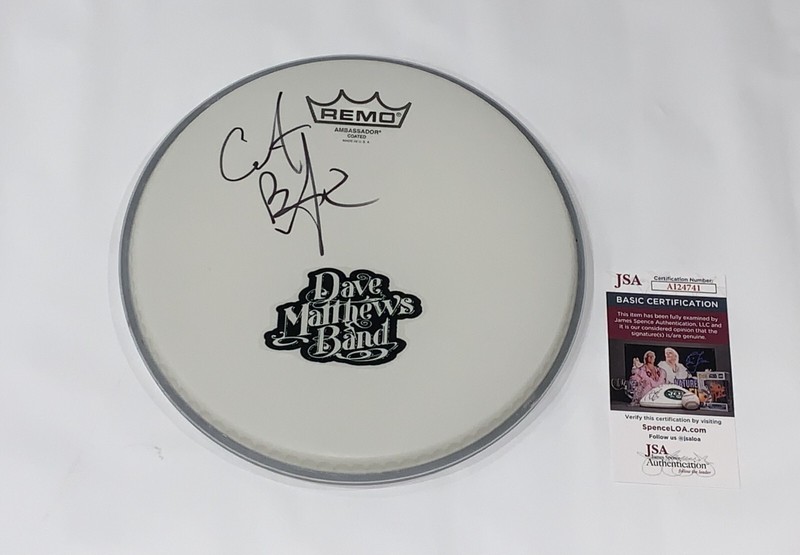 CARTER BEAUFORD SIGNED 10 INCH DRUMHEAD DAVE MATTHEWS BAND JSA COA