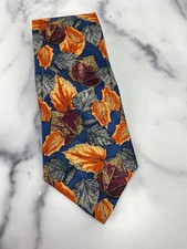 Tango by Max Raab 100 Silk Tie FALL LEAVES Print Mens Necktie 58" x 4" USA