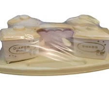 NIP Vintage Sanitoy Nursery Needs No. 1491 Plastic Jar Set with Comb and Brush 