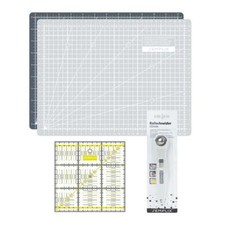 Zestaw mat tnących Semplix A4 szary/żółty linijka/ przecinarka rolkowa 20 mm