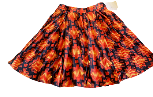 LuLaRoe Women Madison Pleated A-Line Skirt With Pockets Orange Size Large