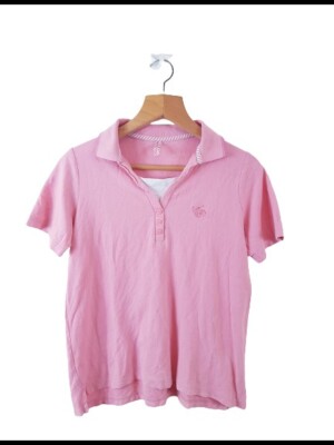 Bm Womens Ladies Pink Basic Polo T-Shirt Top Size Small S Regular 