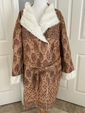 Castaluna Faux Fur Shearling Coat Boho Funky Wearable Art Penny Lane SZ 22 NWOT