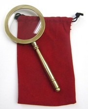 5" BRASS MAGNIFYING GLASS BRASS HANDLE - NAUTICAL - HAND HELD MAGNIFIER - OFFICE