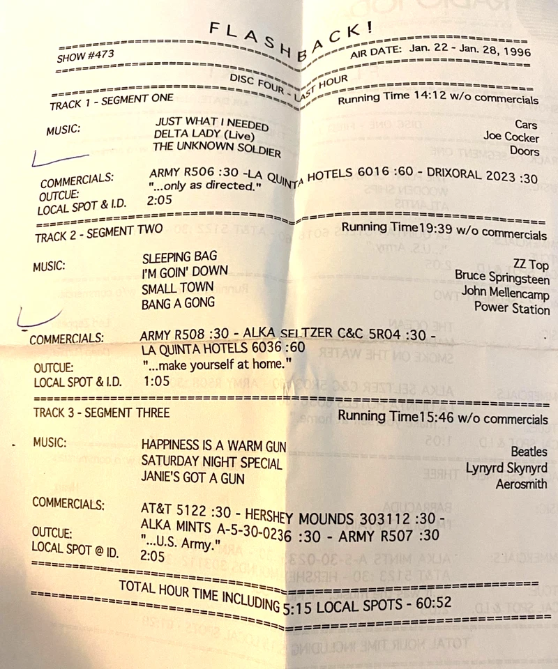 1/22/96 BILL ST JAMES HOSTS EARLY RARE 2 HR MULTI COLORED CD FLASHBACK AT SEA - Image 2 of 3