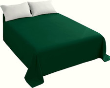 Blackish Green Flat Sheet, Ultra Soft and Comfortable Microfiber Top Sheet Twin