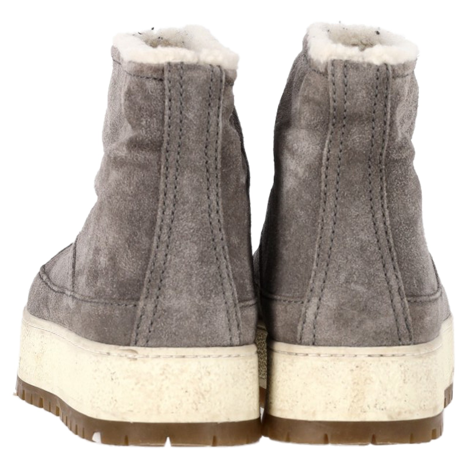 Prada Shear Lined Winter Ankle Boots In Grey Suede Women Ecru Size 36 image 5