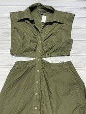 Banana Republic Dress 8 Green Yasmin Cutout Waist Shirt Sleeveless NWT $180