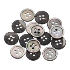 15Pcs Shell Buttons, Mother of Pearl Button 11.5mm Sewing Buttons,Black/Silver