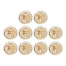 10pcs Metal Round Buttons 23mm Alloy Shank Sewing Craft Buttons, Gold