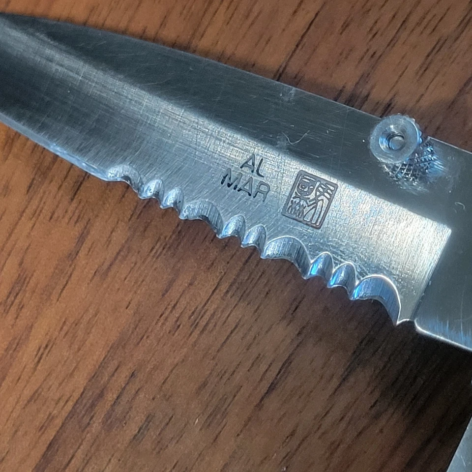 Al Mar Quicksilver Knife Integral Clip, Half Serrated Seki Japan - Image 2 of 4