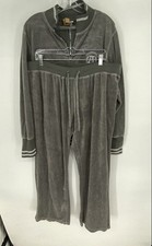 Akademiks Womens Gray Full-Zip Jacket And Pants Two-Piece Sweatsuit Set Size 3X