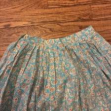Vintage Blue Paisley Blue Label Ralph Lauren 100 Cotton Size 4 Pleated Skirt