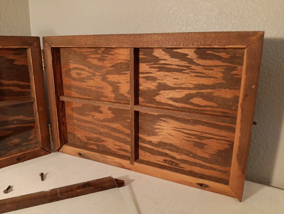 Antique Primitive Hand Made Storage Carry Box Brass Hardware & Removeable Glass - Image 2 of 4