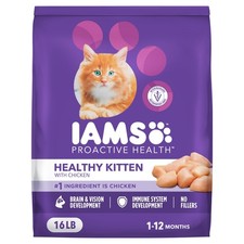 IAMS Proactive Health Kitten Dry Cat Food, 16 Pound (Pack of 1), Chicken  3.23 per pound
