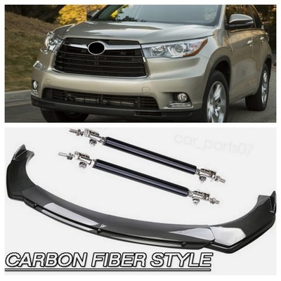 For 2014-16 Toyota Highlander Carbon Fiber Front Bumper Lip Spoiler Splitter Kit