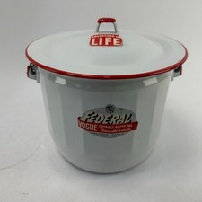 Vintage Federal Vogue White Enamelware Diaper Pail Advertised in Life Magazine