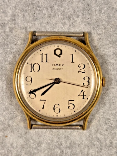 Vintage Timex Q Watch Men's 34mm Gold Tone New Battery Keeps Time