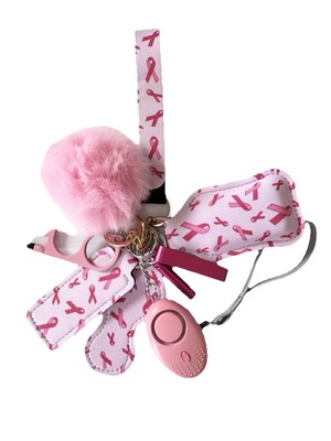 New Pink Ribbon Breast Cancer Awareness Keychain Set Self Defense 10pcs