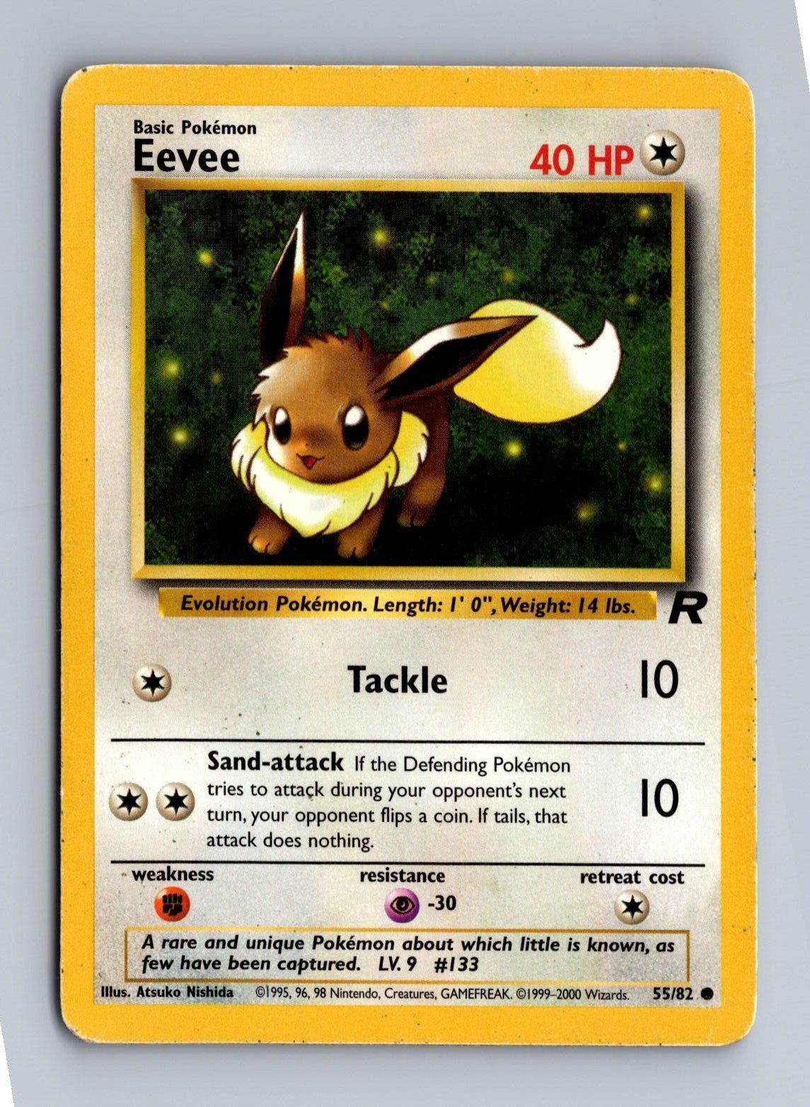Eevee Team Rocket 55/82 Unlimited HP Pokemon 2000