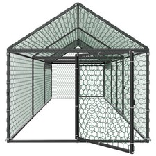 Uimoso Metal Chicken Coop for 6-8Chickens,3.3x9.8x3.3 ft Poultry Cage with Cover