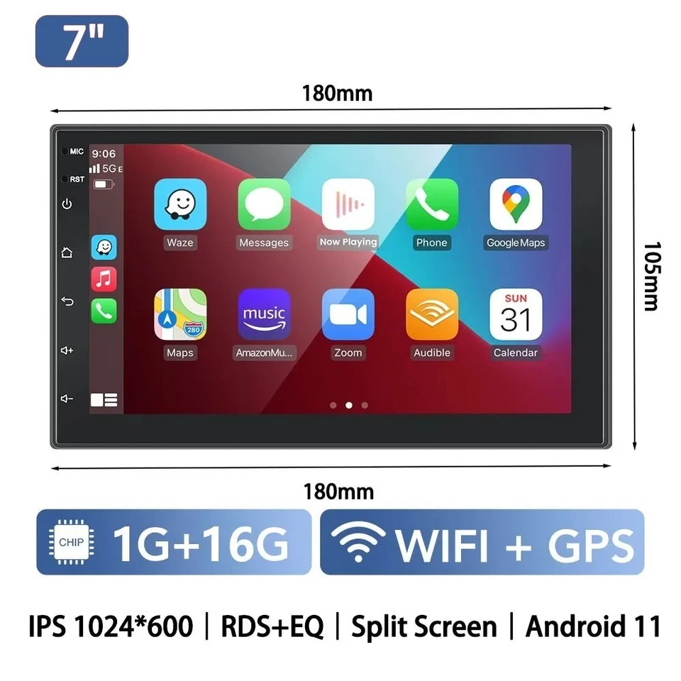 Autoradio Universel 2Din 7’’ – Android 13 – CarPlay & Android Auto – GPS - Photo 3/4