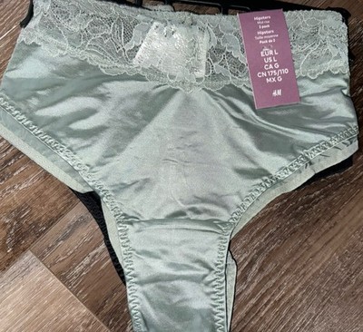 H & M ~ 2-Pair Womens Hipster Underwear Panties Polyamide Blend Black Green ~ L