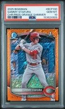 2025 Bowman Sammy Stafura Chrome Orange Shimmer /25 Refractor Reds PSA 10