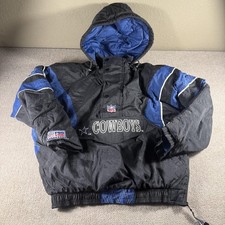 Vintage Dallas Cowboys Jacket Mens Large Black NFL Football Starter Pullover