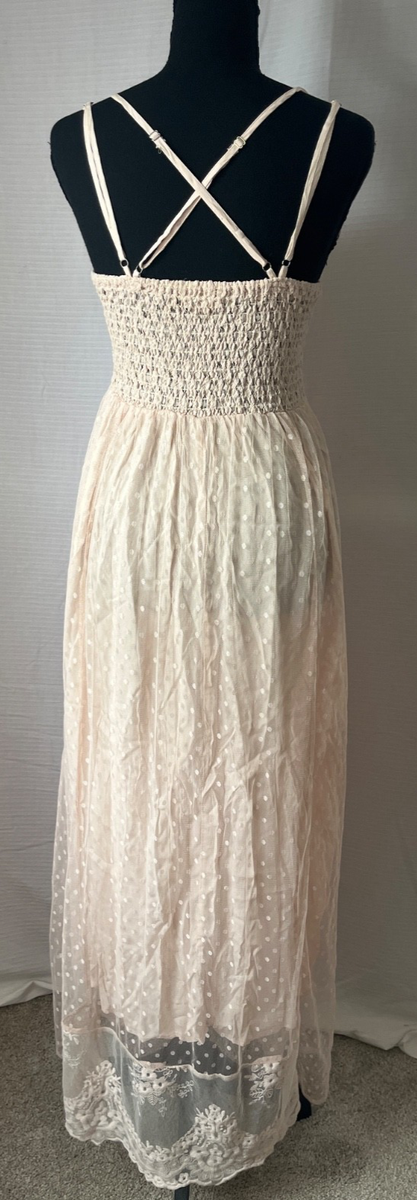 magnolia pearl crochet dress Magnolia Pearl Crochet Embroidered Laced Trim Dress Moonlight Antique OS